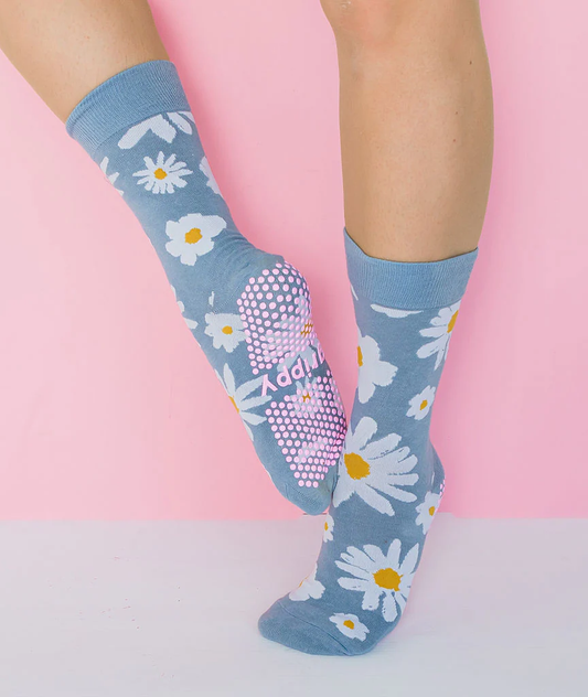 Grippy Socks - Daisy Crew Grippy Sock - S/M - Up to size 8 women's AU sizing