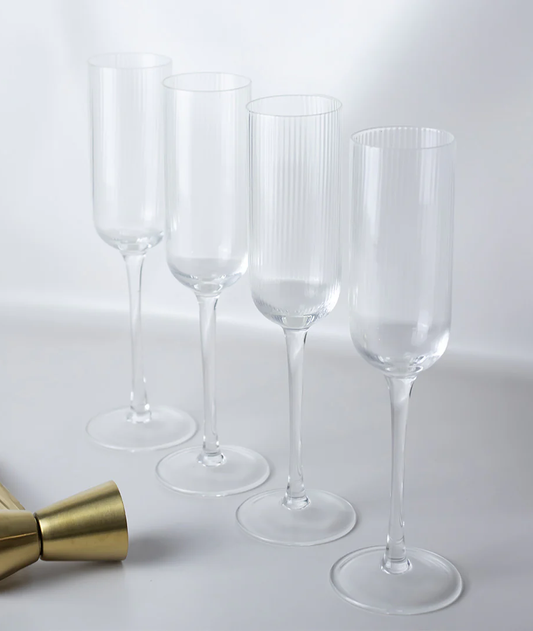 Atticus ribbed champagne glass