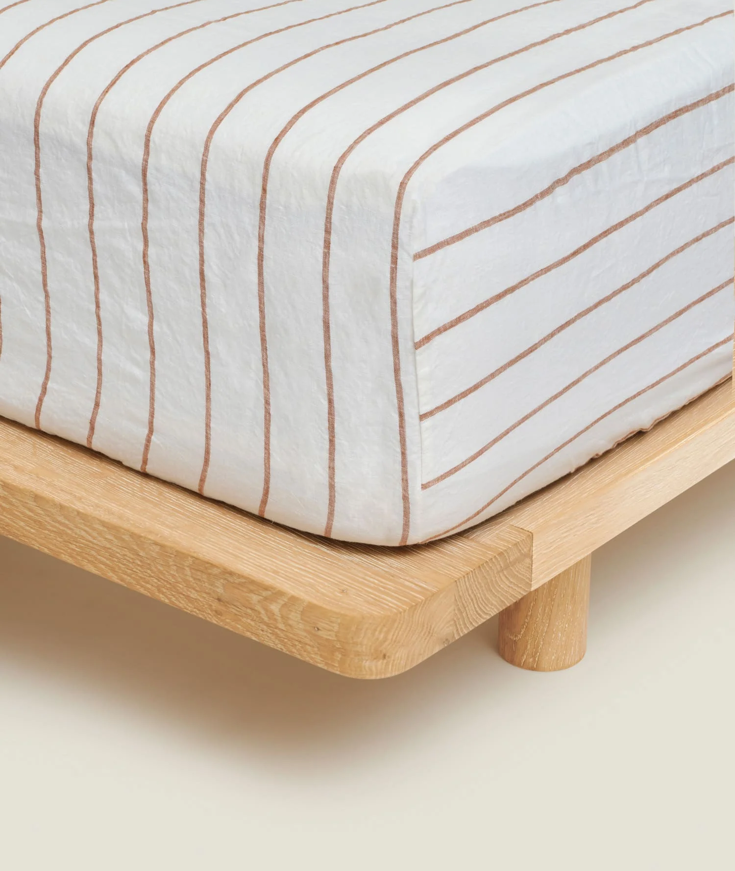 100% Linen Fitted Sheet in Tobacco Stripes - King