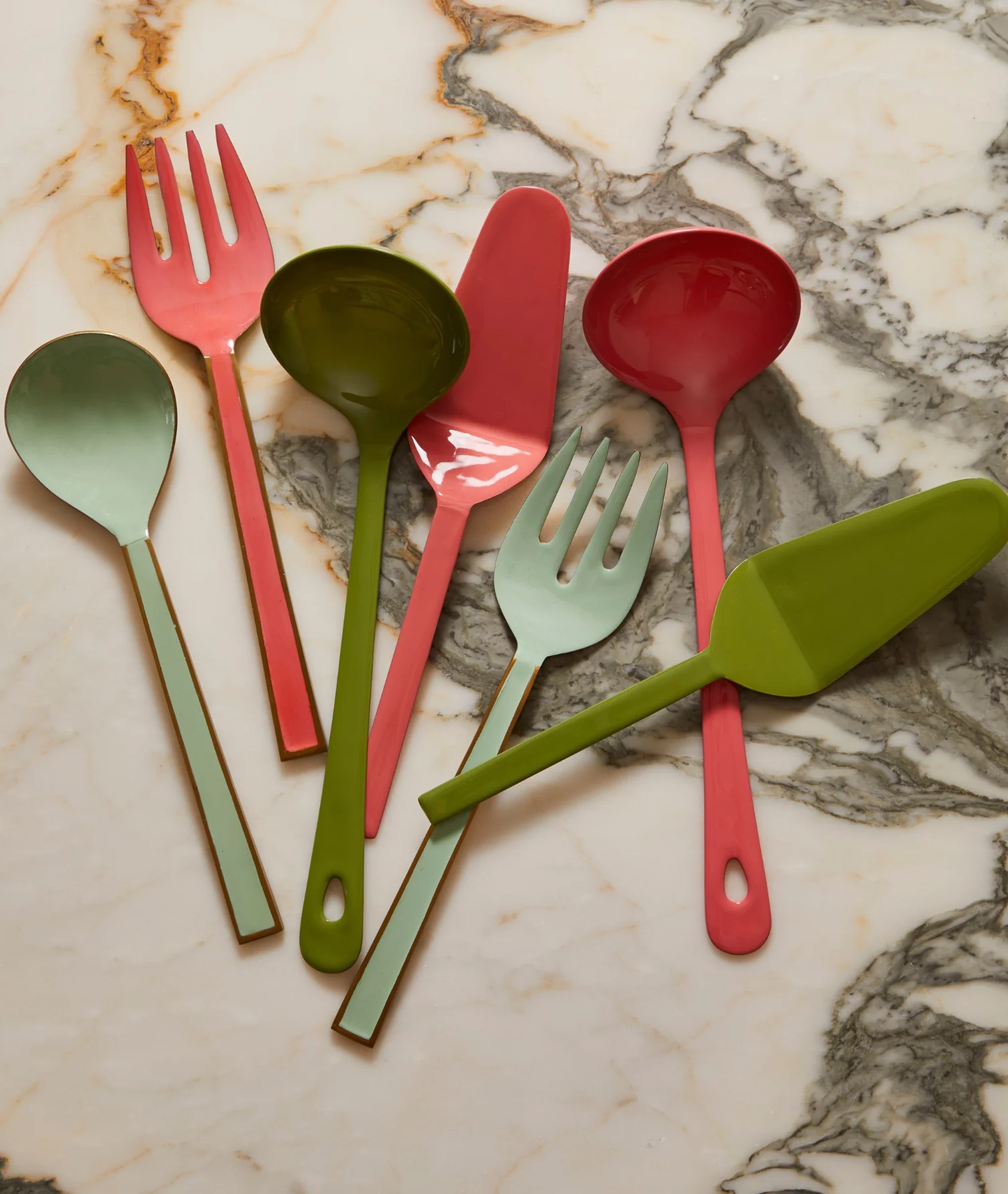 Enamel sage cake server - B & N