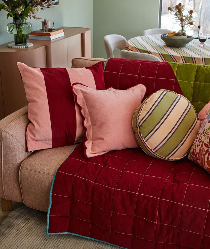 Mosey Me - corduroy Scalloped Cushion Pistachio