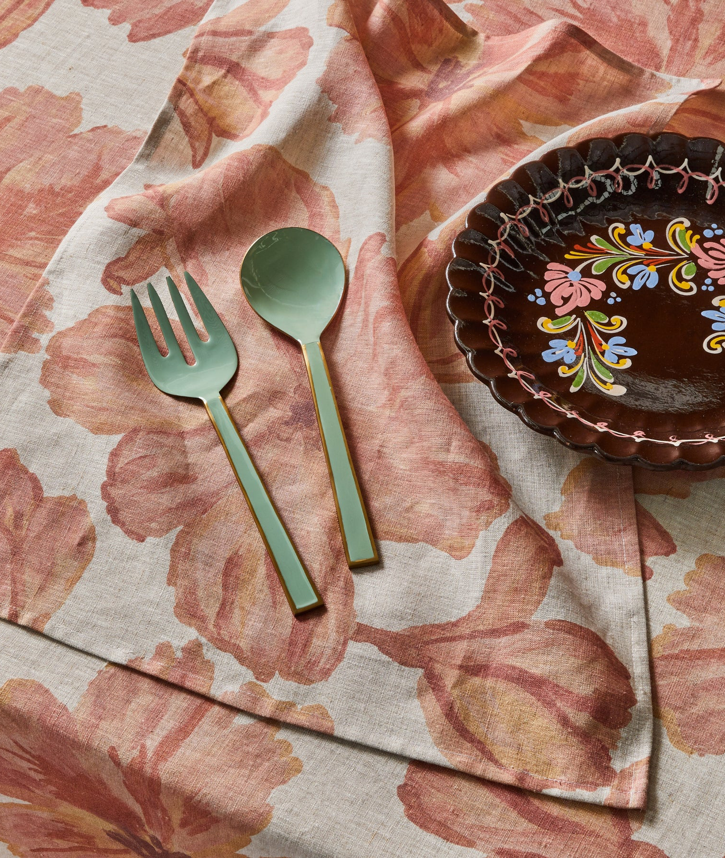 Enamel candy salad servers - B & N
