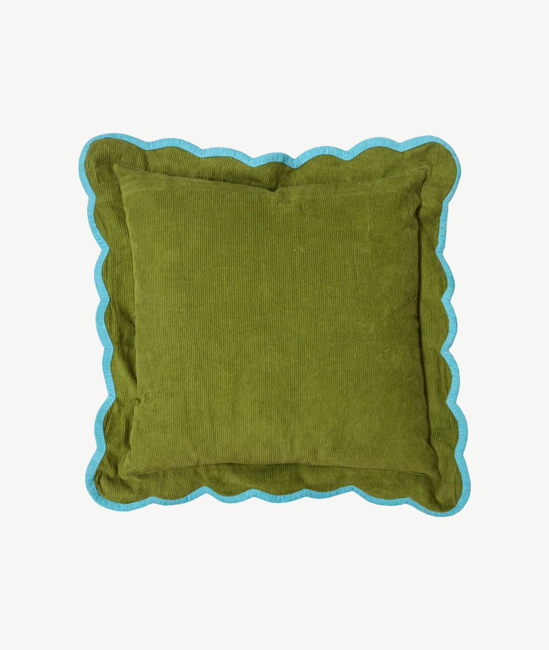 Mosey Me - corduroy Scalloped Cushion Pistachio