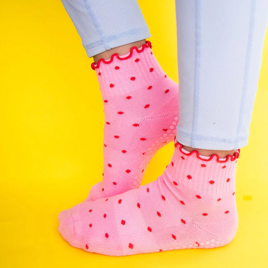 Grippy dotty pink + red S/M up to size 8 women’s AU