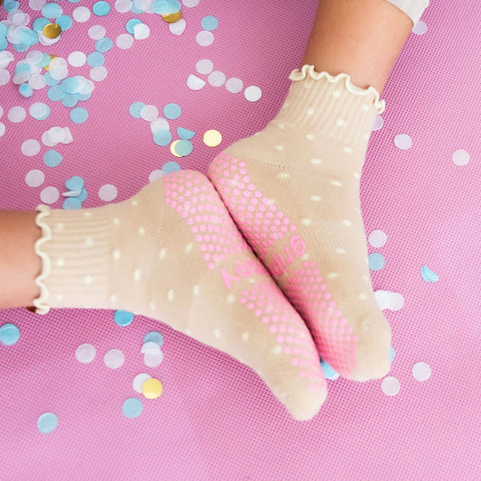 Grippy dotty socks - Beige S/M up to size 8 women’s AU