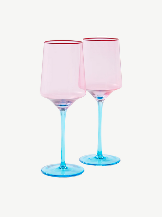 Rose With A Twist Vino Glass 2P Set