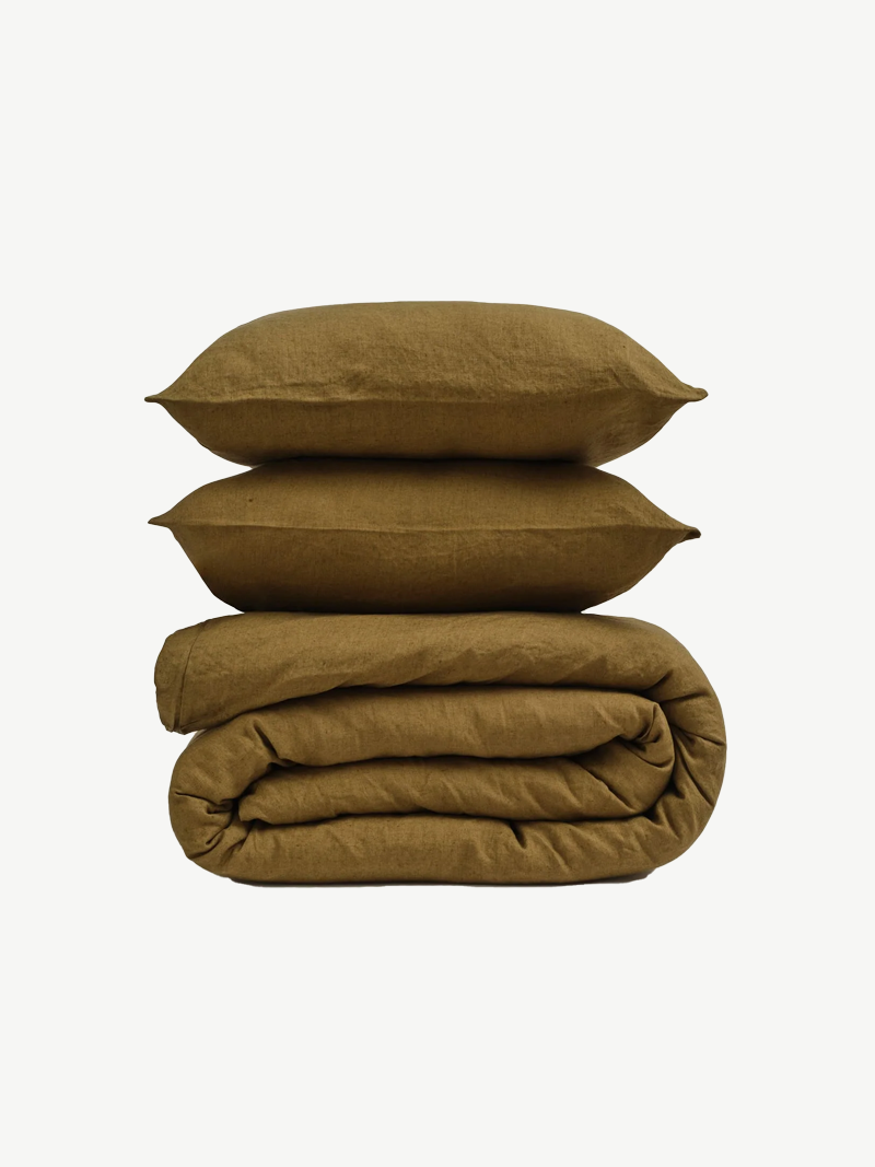 100% Linen Duvet Cover in Olive- King