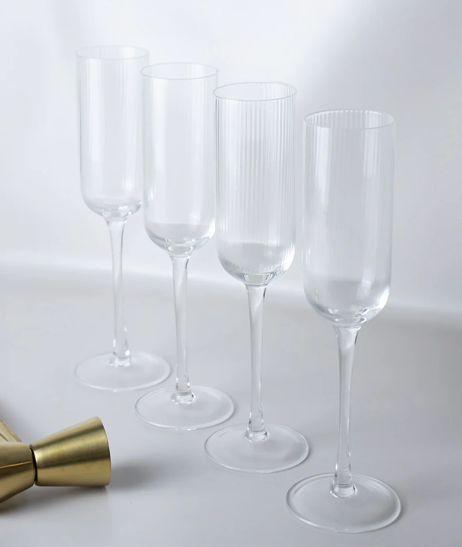 Atticus ribbed champagne glass