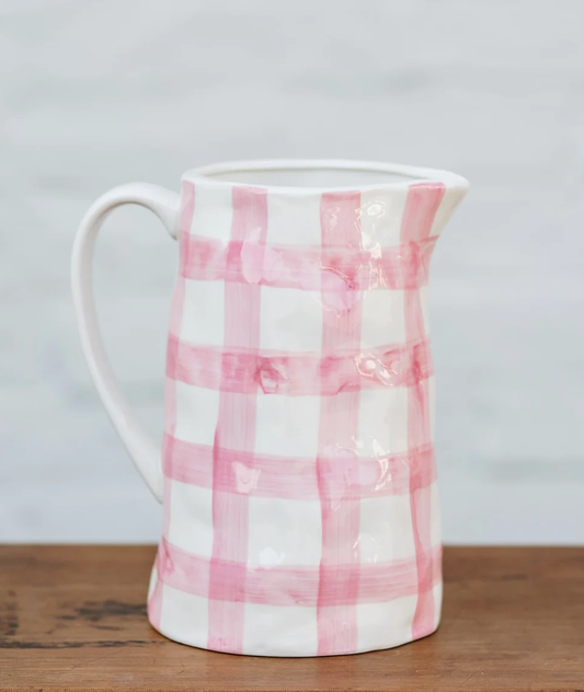 Medium jug - pink gingham - noss