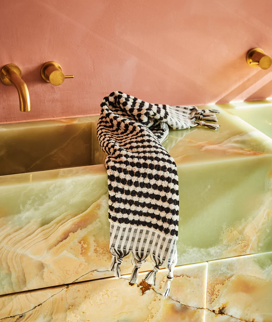 Black & White Pebbles Turkish Hand Towel