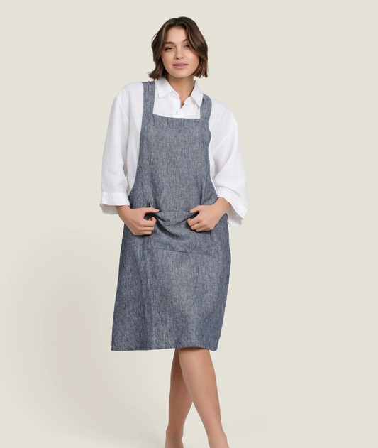 Linen Apron in Denim