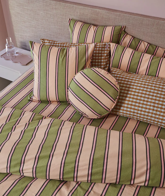 Mosey Me - carnival striped round Cushion