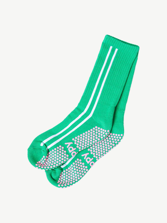 Grippy Socks - Sidestripe Crew - pink - S/M