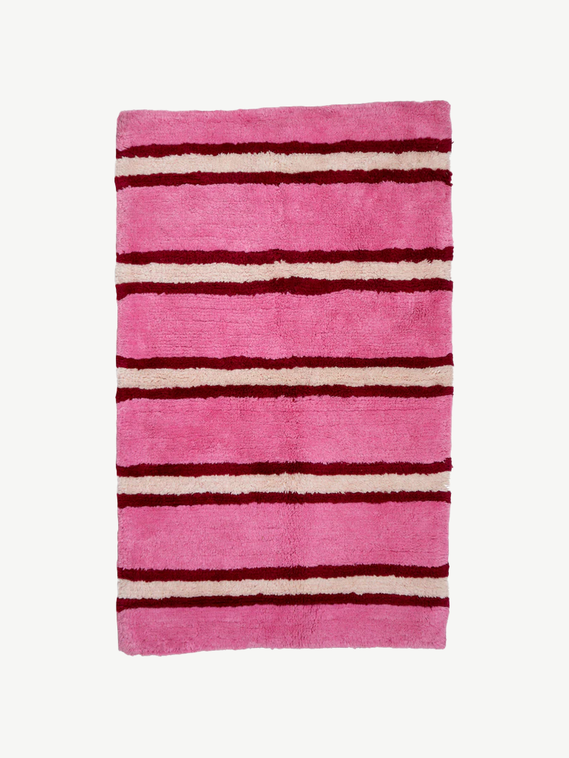Mosey me - raspberry stripe bath mat