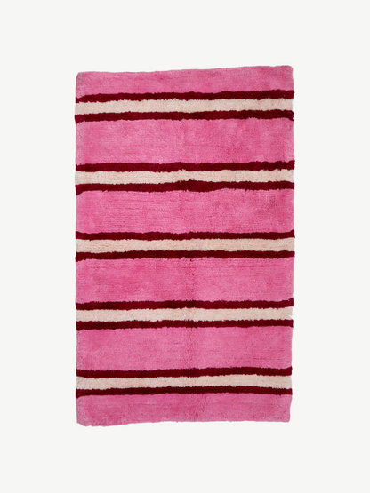 Mosey me - raspberry stripe bath mat