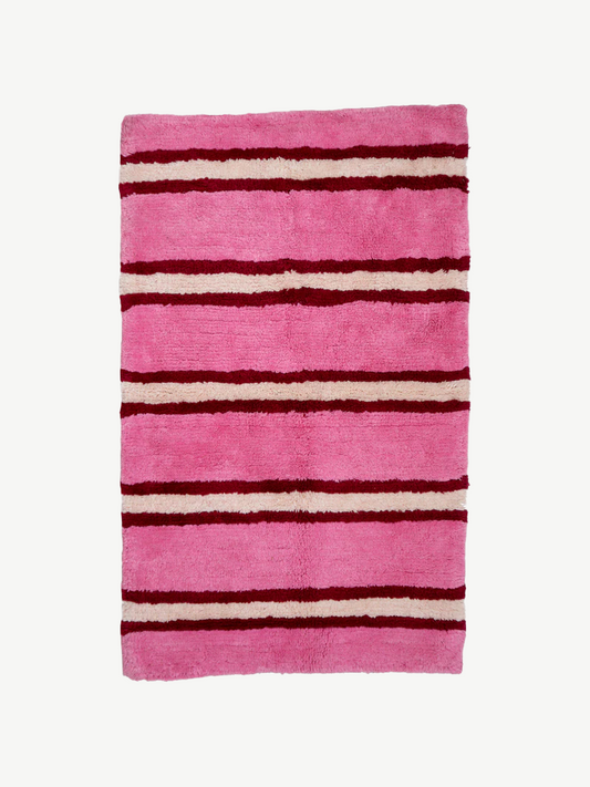 Mosey me - raspberry stripe bath mat