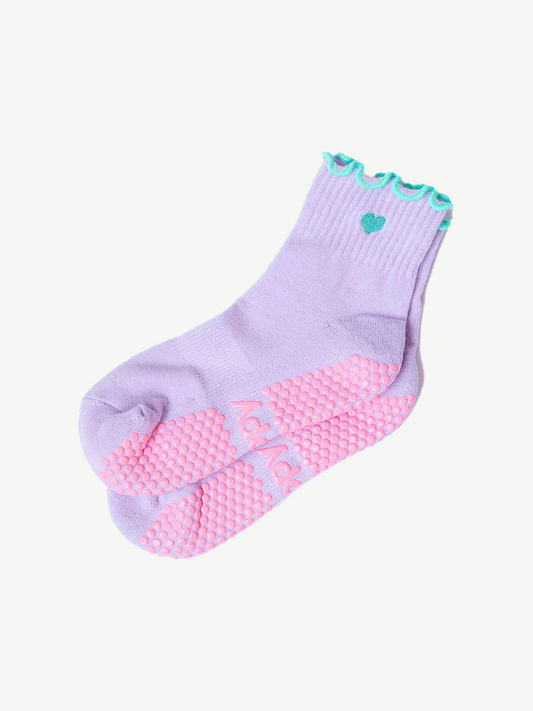 Grippy Socks - Pastel Ankle Frill Grippy Socks - Lilac + Mint Frill / M/L women's AU