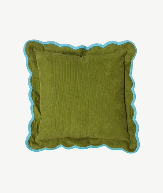 Mosey Me - corduroy Scalloped Cushion Pistachio
