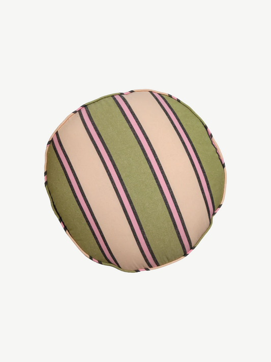 Mosey Me - carnival striped round Cushion