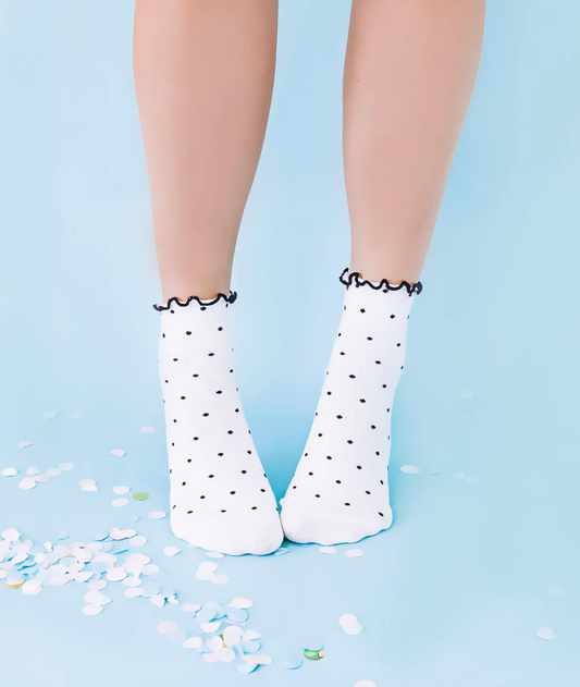 Grippy Socks - Dotty Grippy Socks - White - S/M